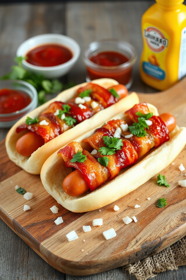 perros calientes envueltos en tocino crujiente