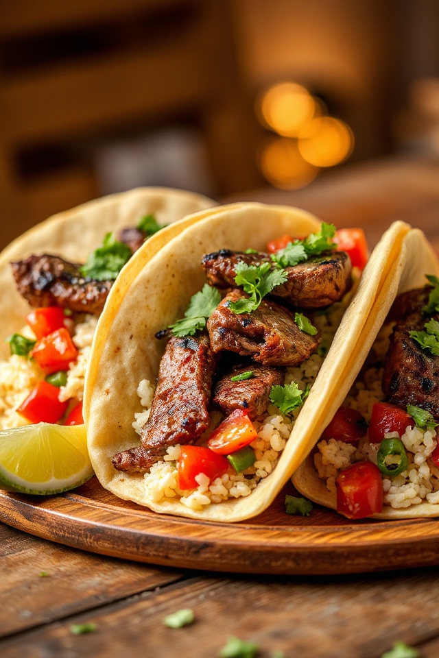 tacos de carne asada mexicanos deliciosos