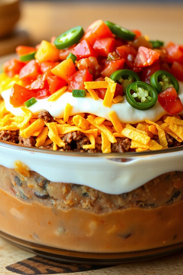 receta de dip mexicano en capas