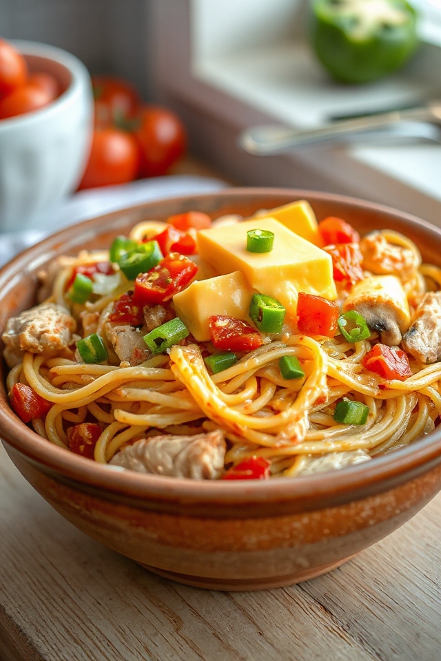 receta de espagueti con pollo mexicano