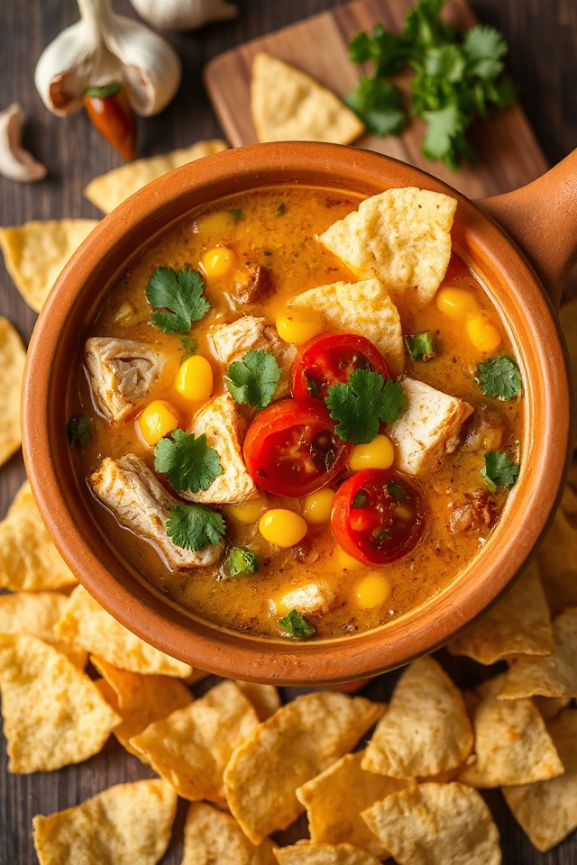 sopa de tortilla de pollo mexicana