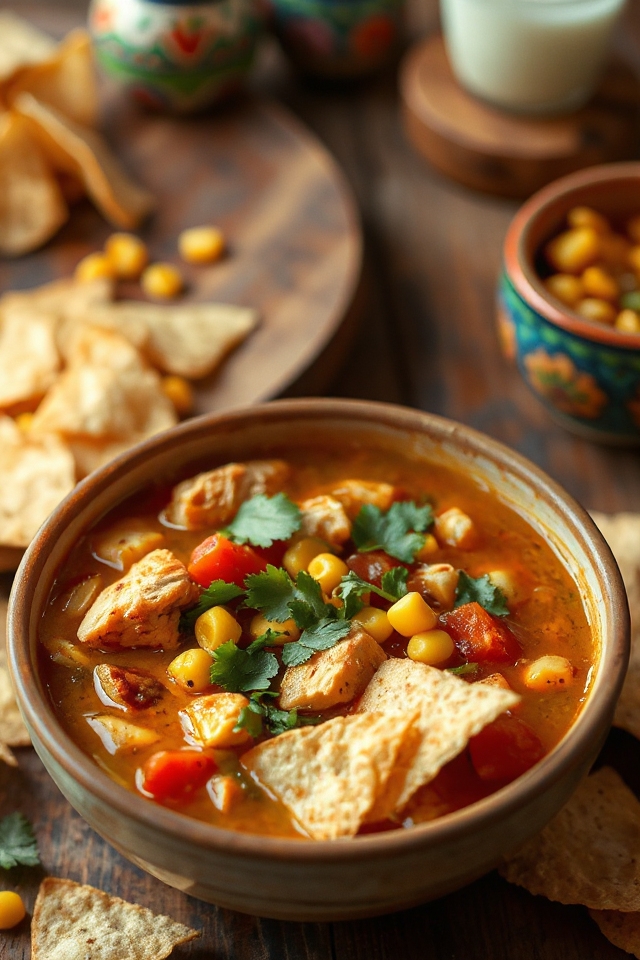 sopa de tortilla de pollo mexicana