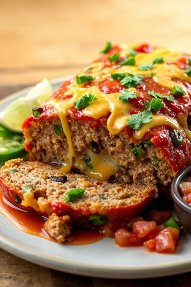 pastel de carne mexicano con queso