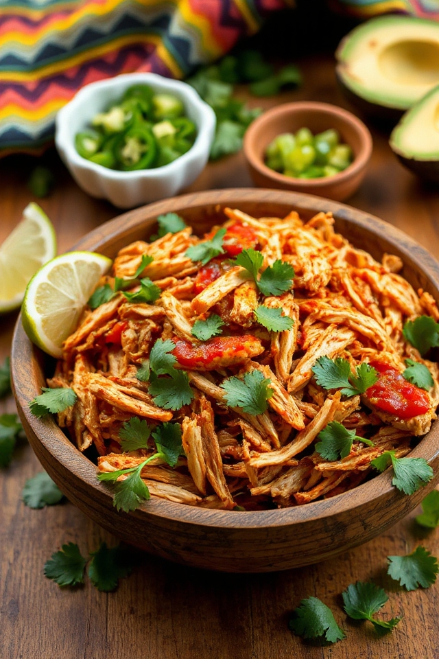 receta de pollo desmenuzado mexicano